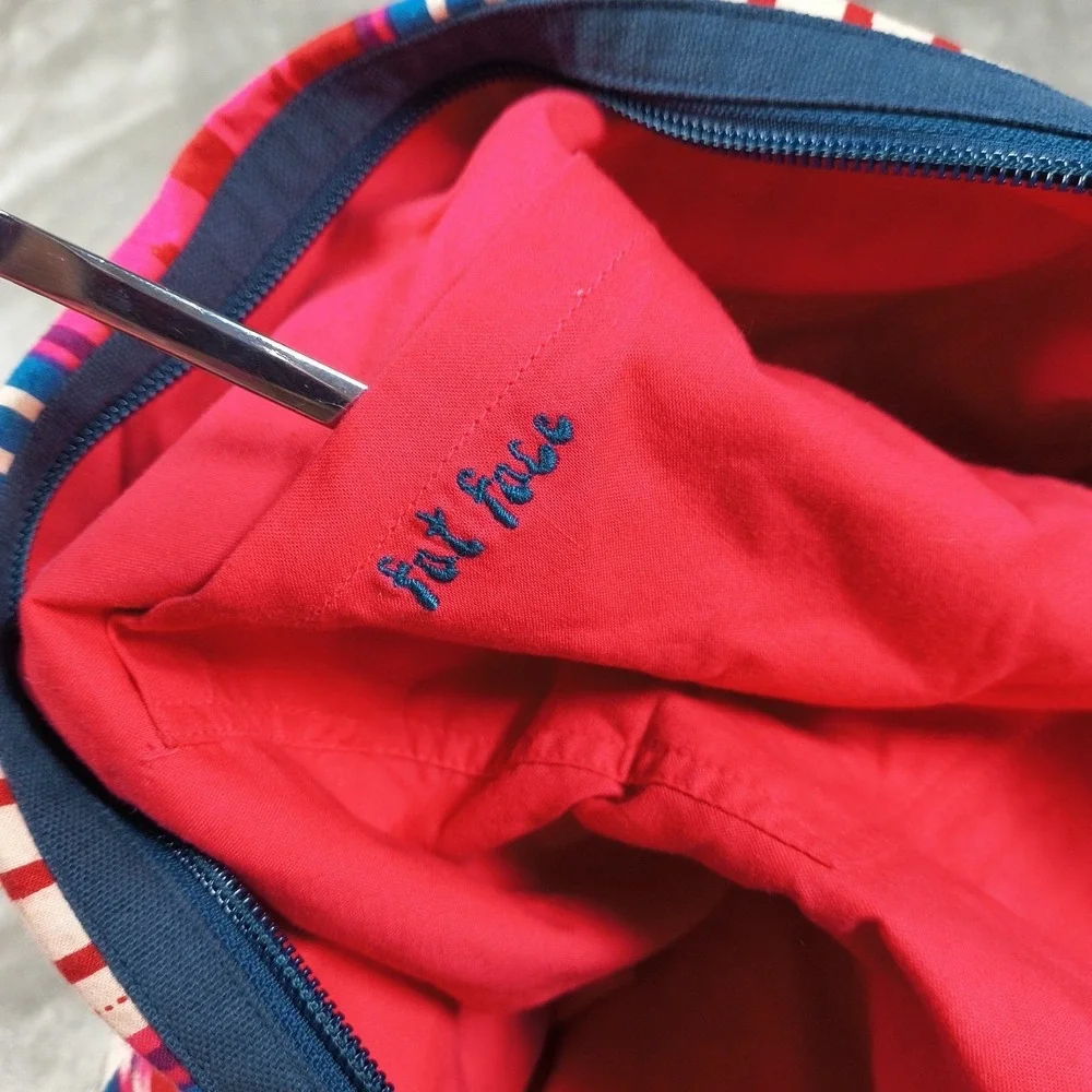 Fat Face Weekender Duffel Backpack Bag Ikat Stripe Pink Cotton Zip Travel Boho